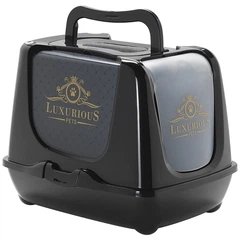 Закритий туалет для котів з вугільним фільтром та совком Moderna Trendy Cat Luxurious чорний 50х39,1х38,9 см