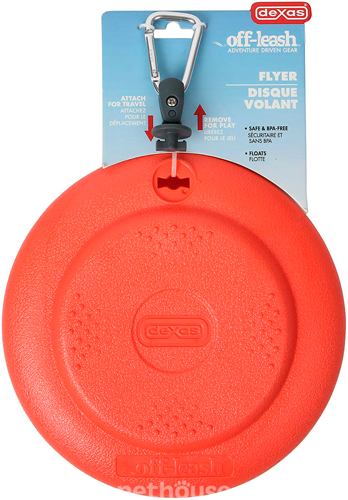 Dexas Off-Leash Frisbee Flyer Літаюча тарілка з карабіном для собак