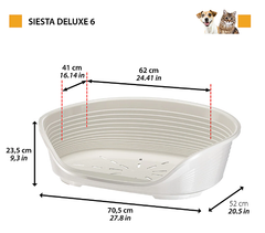 Пластиковий лежак для собак та котів Ferplast Siesta Deluxe 6 рожевий 70.5х52х23.5 см 70206916