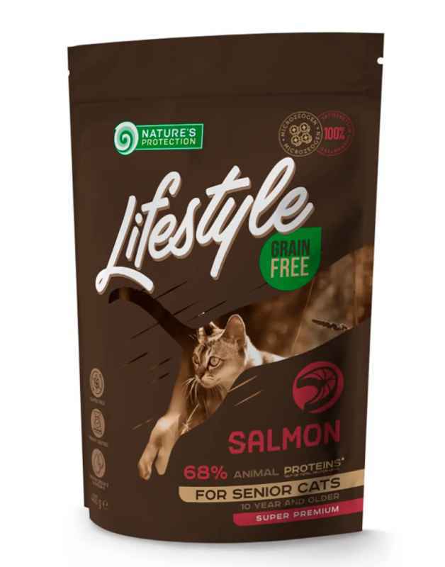 Nature's Protection Lifestyle Grain Free Salmon Senior Cats – Сухий беззерновий корм з лососем для котів похилого віку