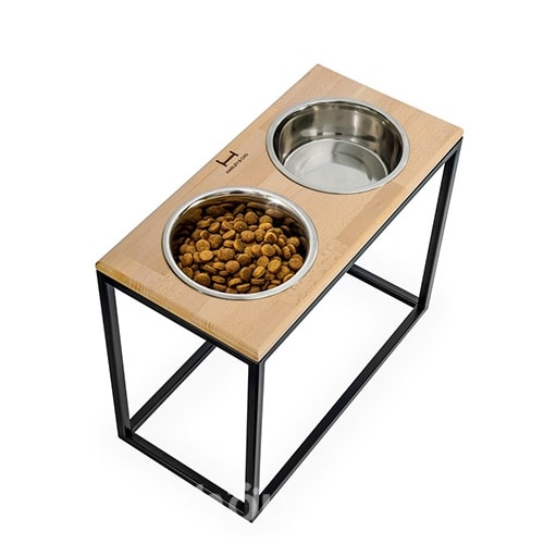 Harley and Cho Миски на підставці Dinner Natural wood + Black